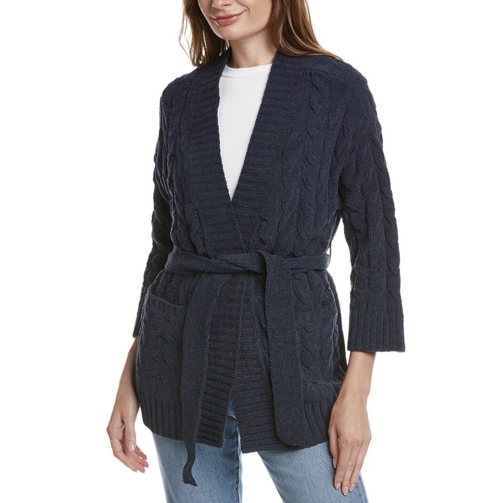 Tommy‎ Bahama Women's Navy Seascape Breeze Cable Cardigan Island Soft Small $168